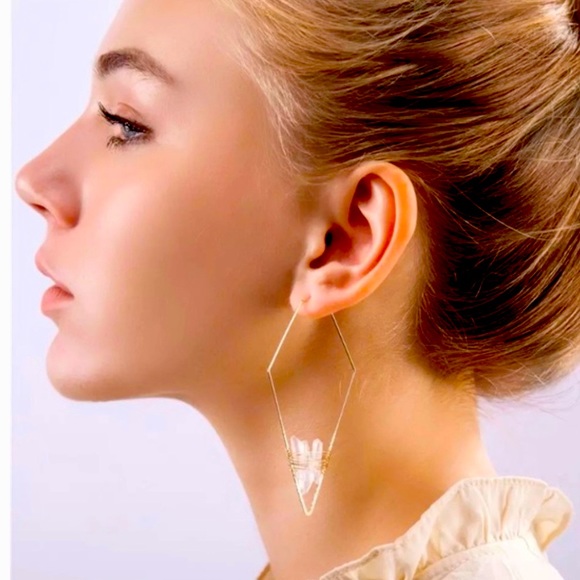 🍋2/$30 New Anthro White Quartz Earrings - Picture 6 of 9